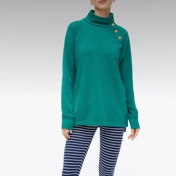 J. Crew Factory Tops - J Crew Factory green button collar sweatshirt